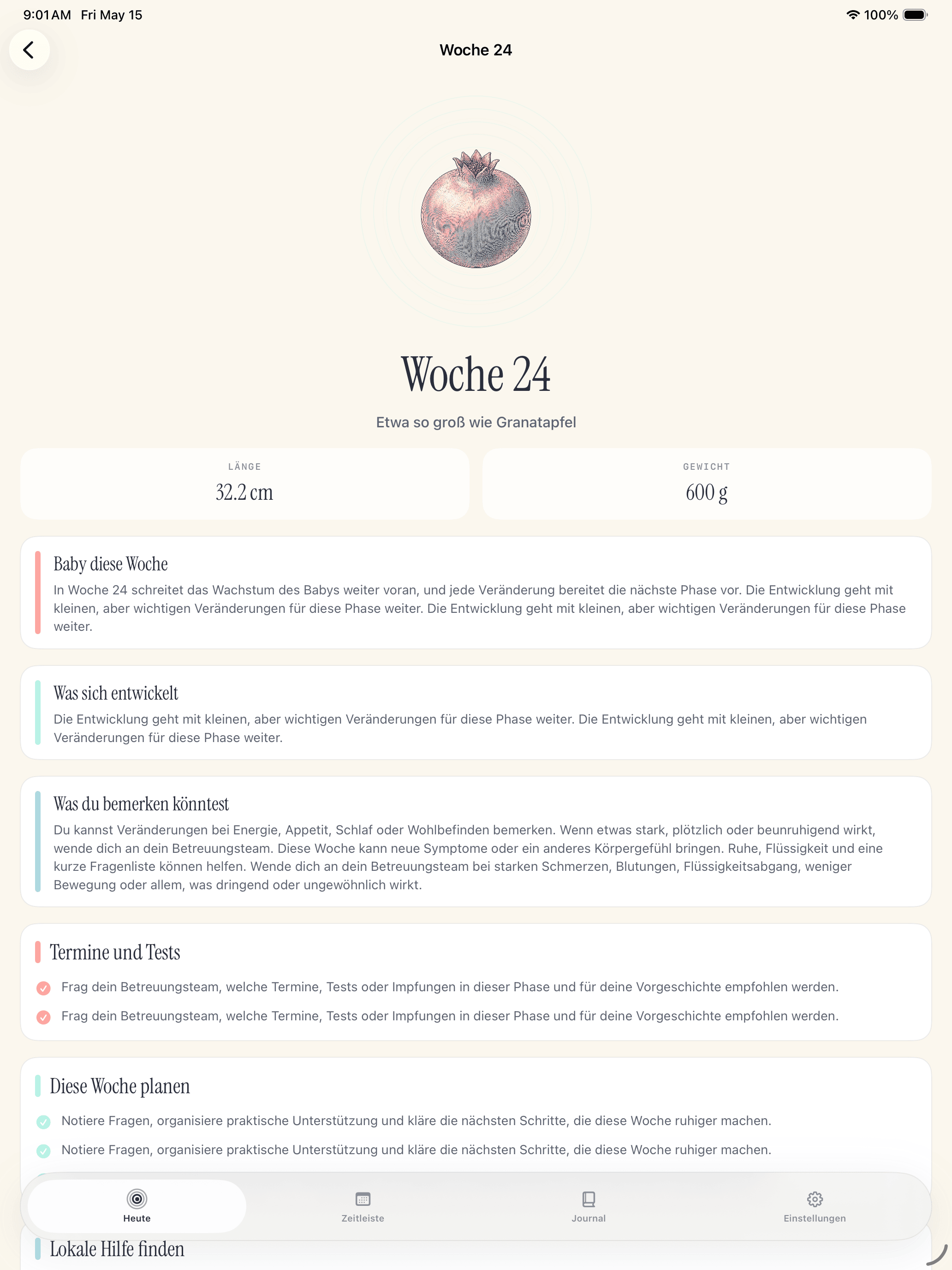 Pregnancy Growth Tracker Journal-Eingabeaufforderungsbildschirm