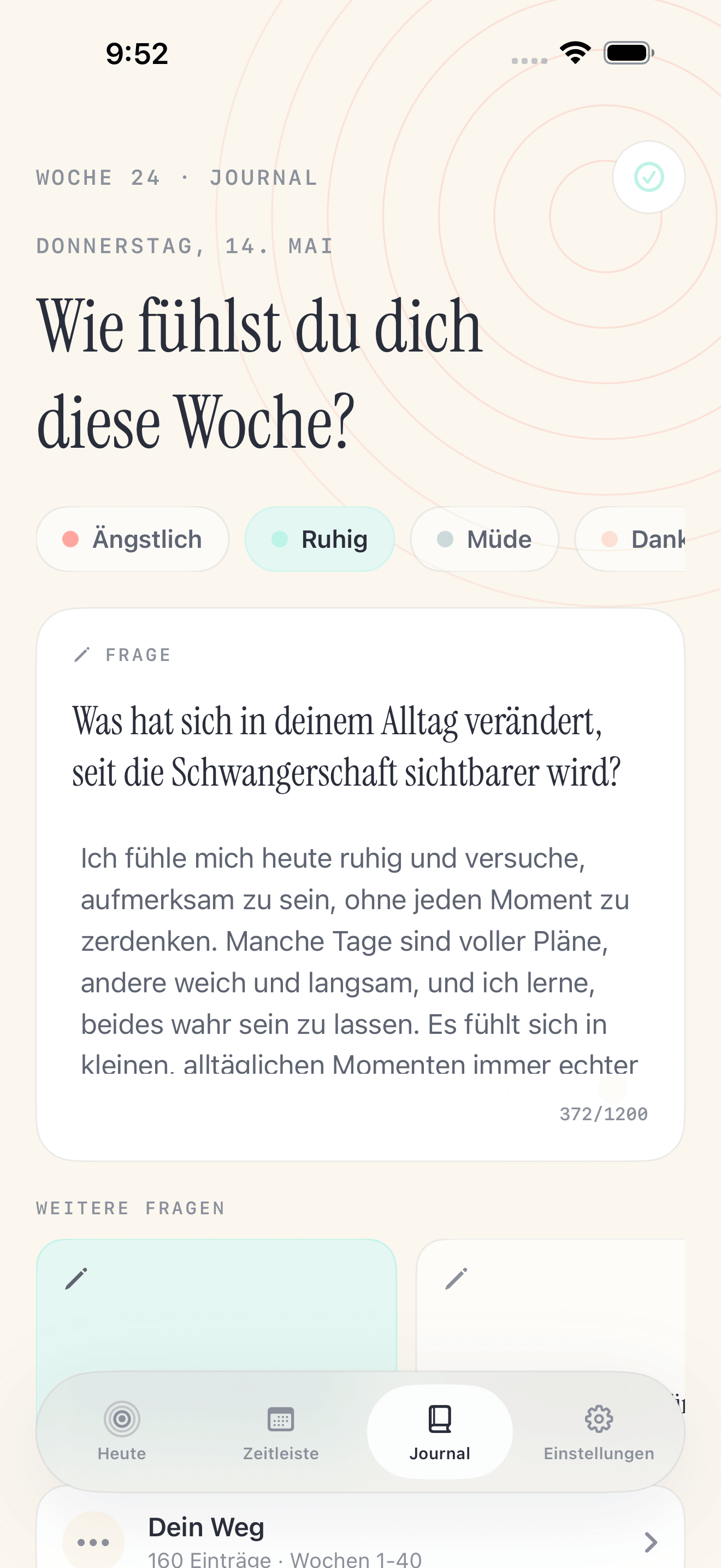 Pregnancy Growth Tracker-Einstellungsbildschirm