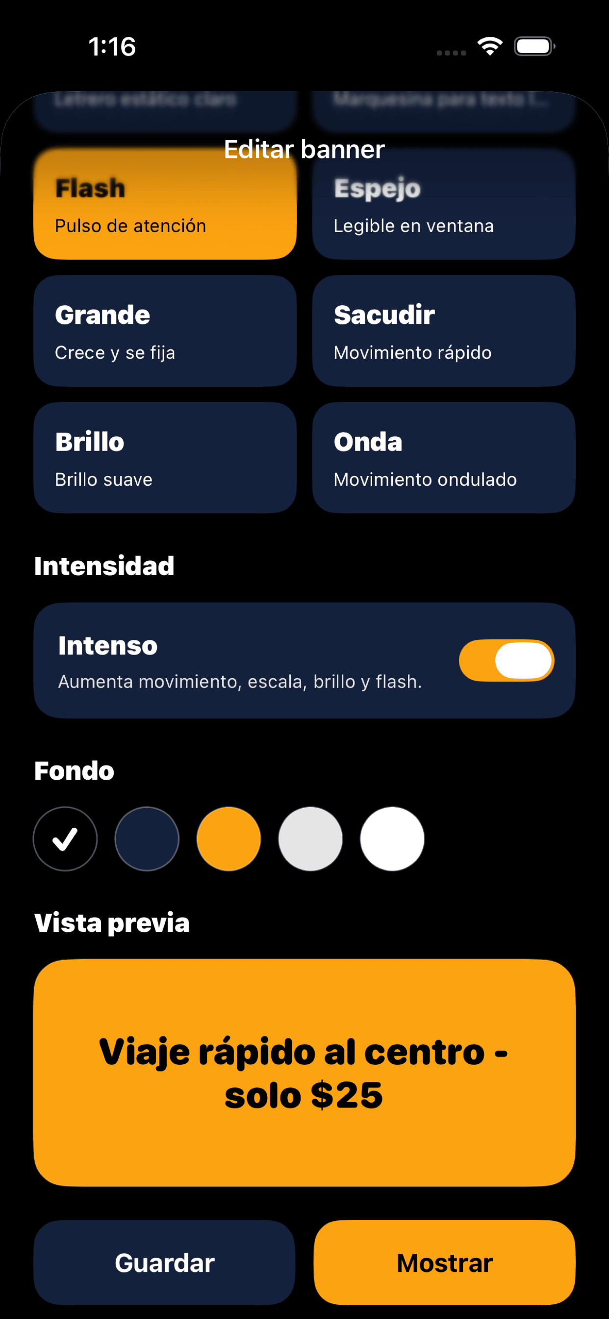 Pantalla del editor Flash Sign Banner