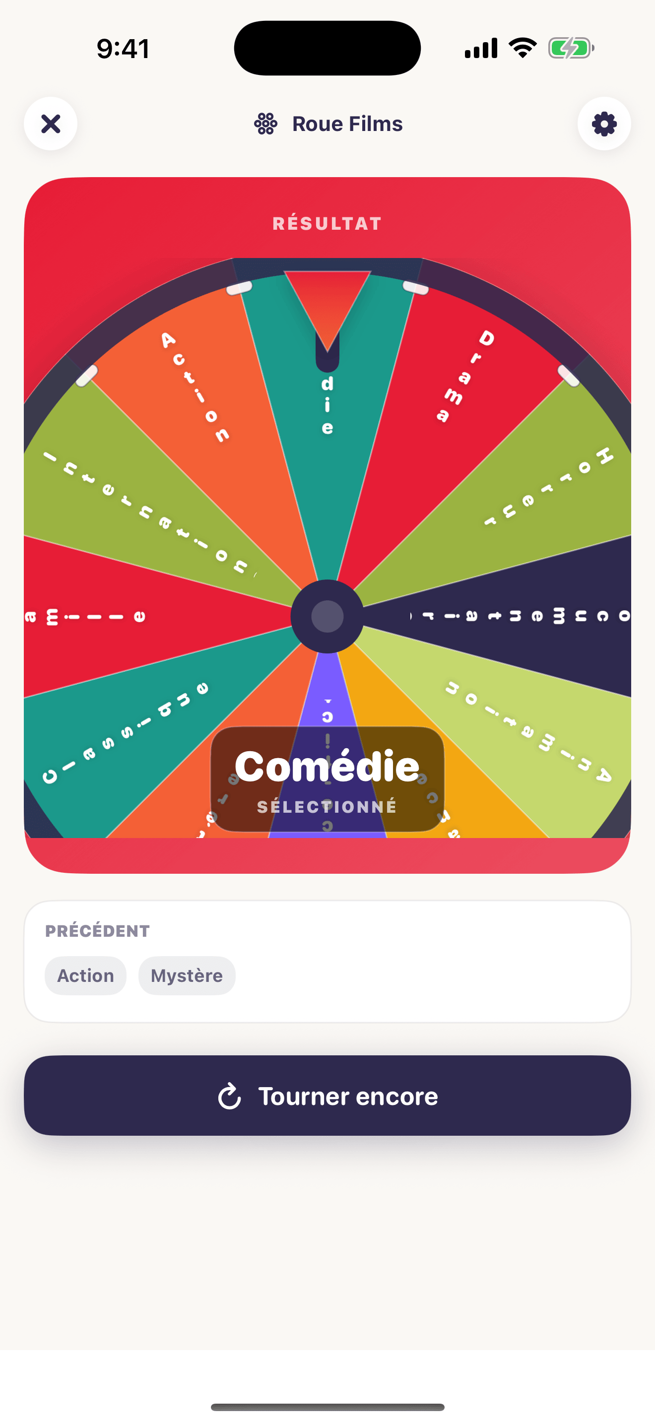 Capture d'écran de la roue Chance Kit