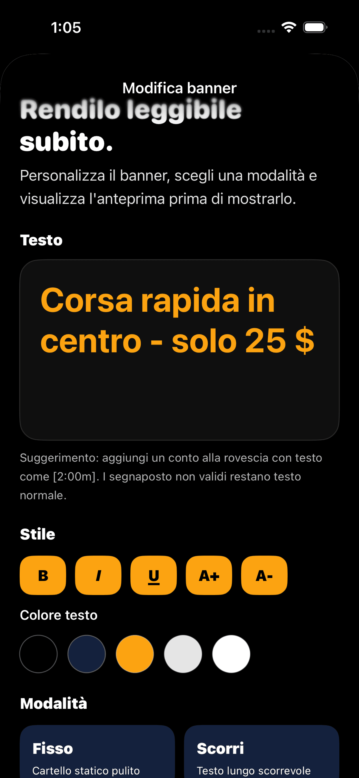 Schermata banner salvati Flash Sign Banner