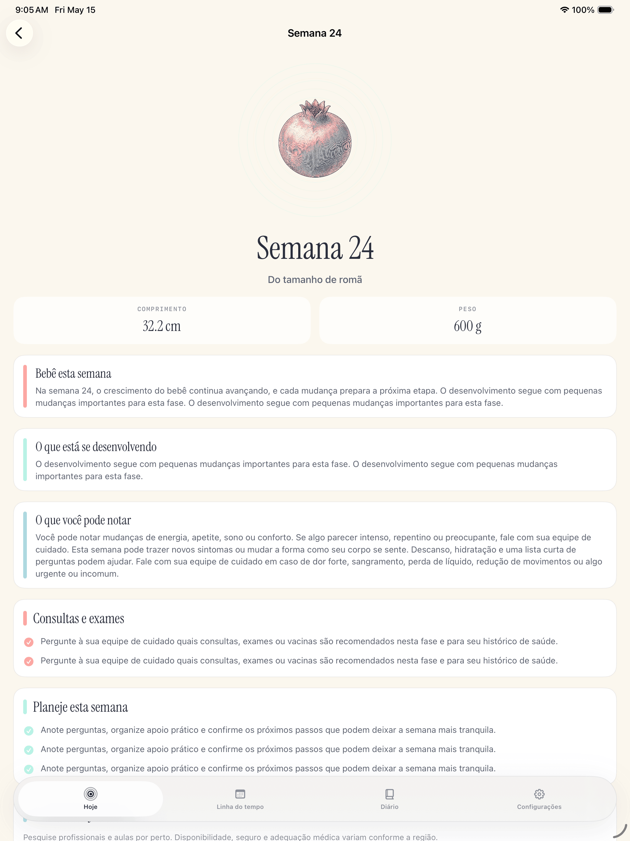 Tela de prompt do diário Pregnancy Growth Tracker