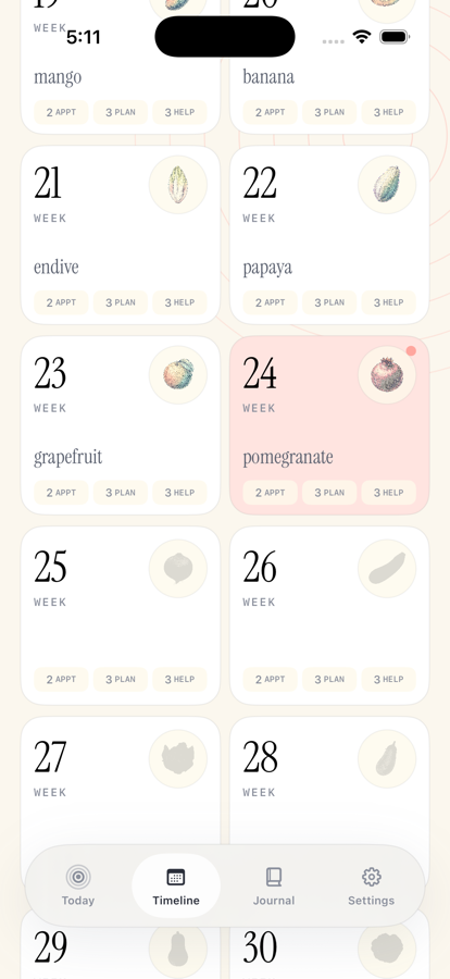 Pregnancy Growth Tracker settings screen