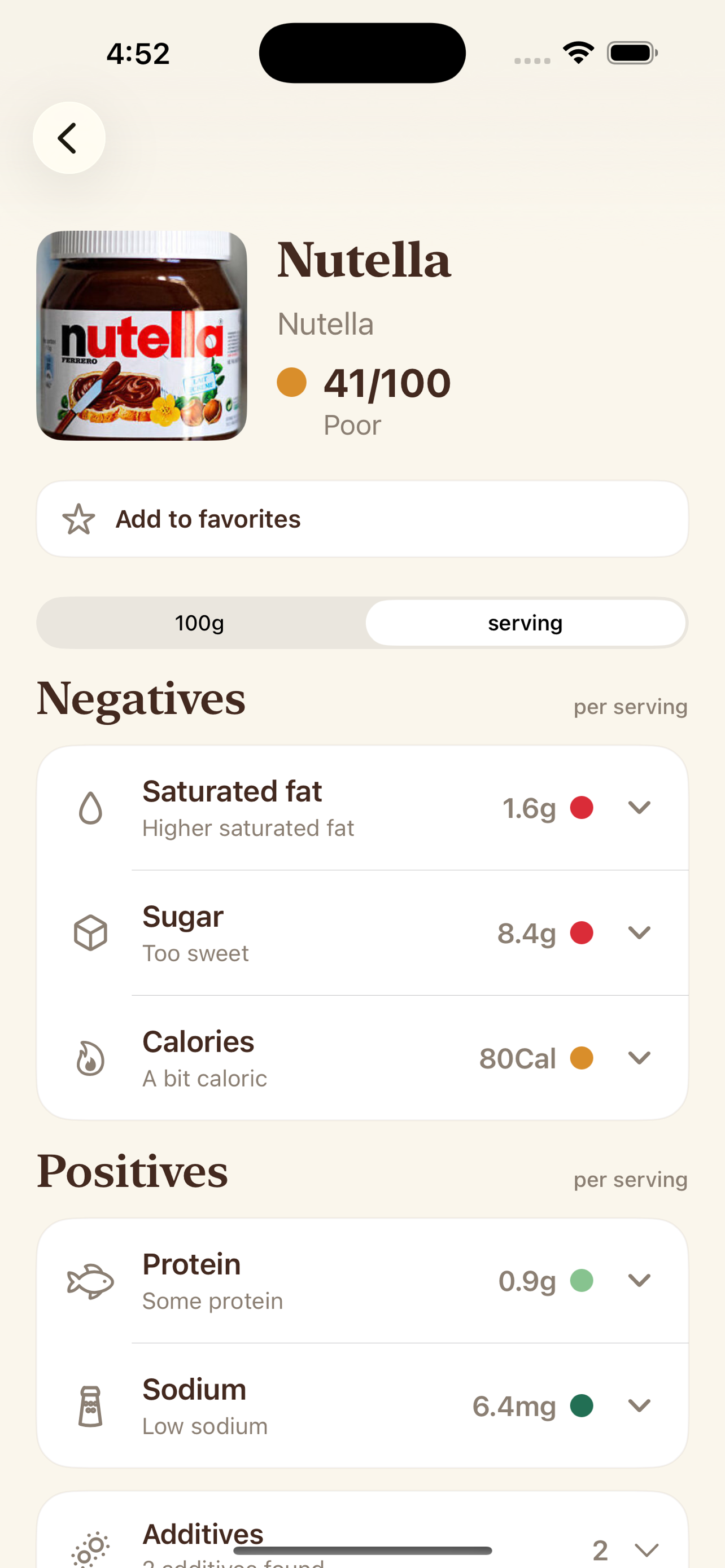 What I Eat nutrition screenshot
